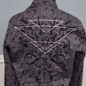 Roper Black and Gray Paisley Button Down Shirt Western,Cowboy, Farm,Rodeo